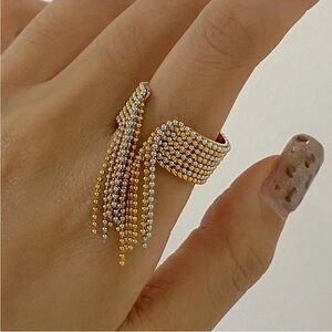 Chic Gold and Silver Tassel Ring